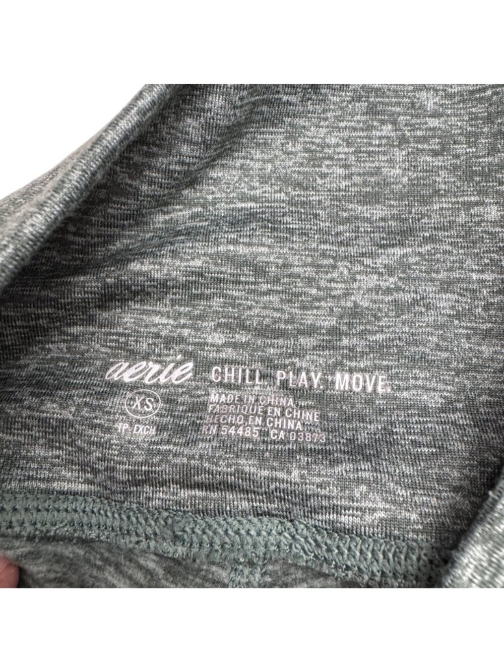 Aerie Chill Play Move High-Rise Legging Green Ruched Sheer Vertical Side XS - Picture 4 of 9